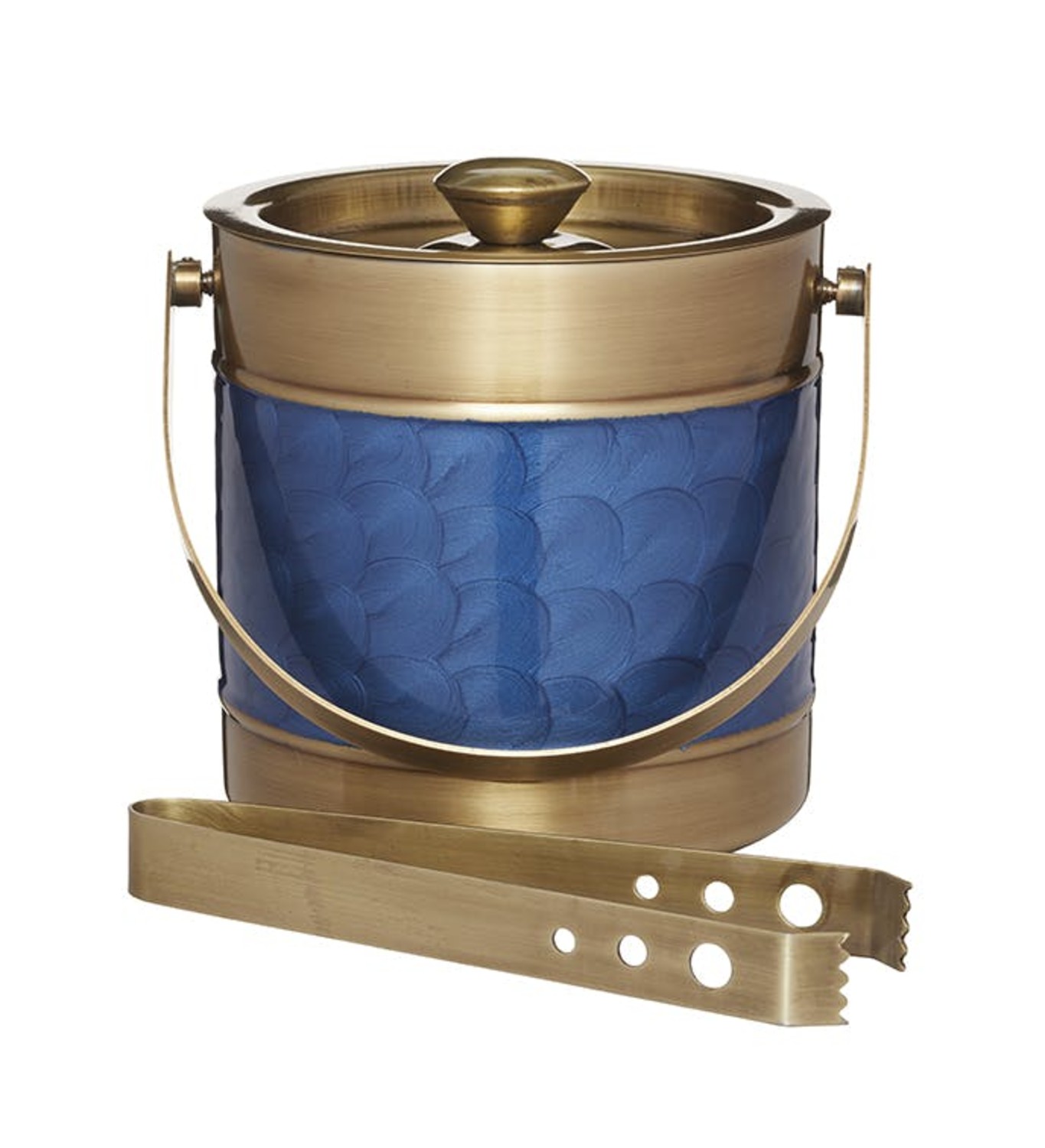 BarCraft Stainless Steel Blue and Brass Finish Ice Bucket