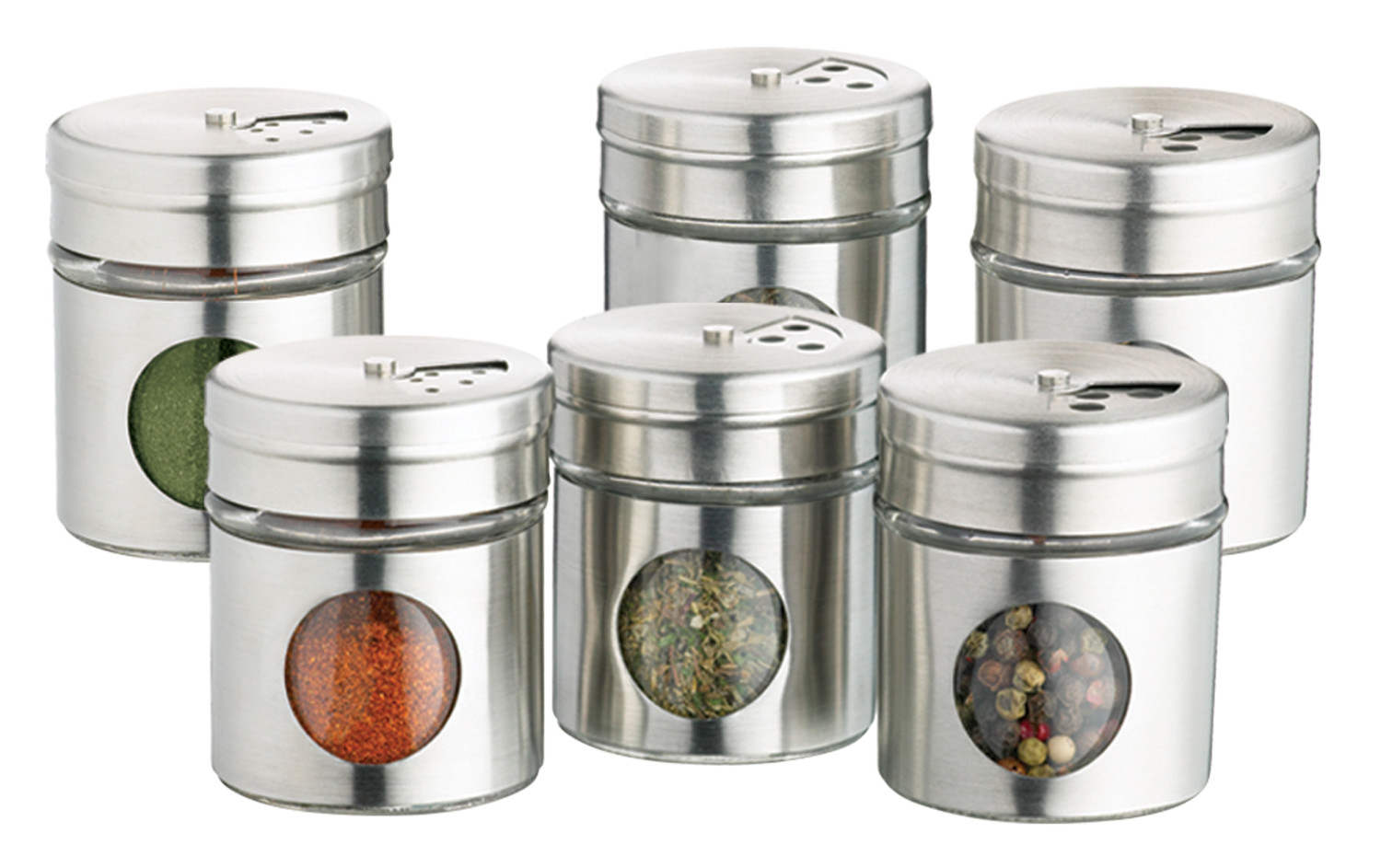 Home Made Set of 6 Stainless Steel Spice Jars