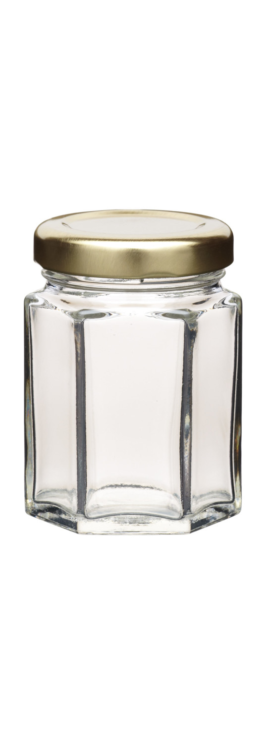 KitchenCraft Home Made Hexagonal Jar with Twist-off Lid, 55ml
