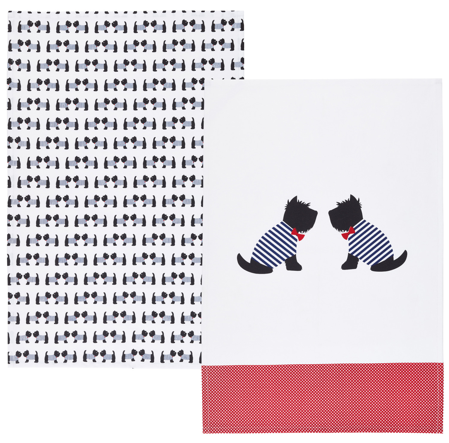 KitchenCraft Set of 2 Westie Tea Towels KitchenCraft Set of 2 Westie Tea Towels
