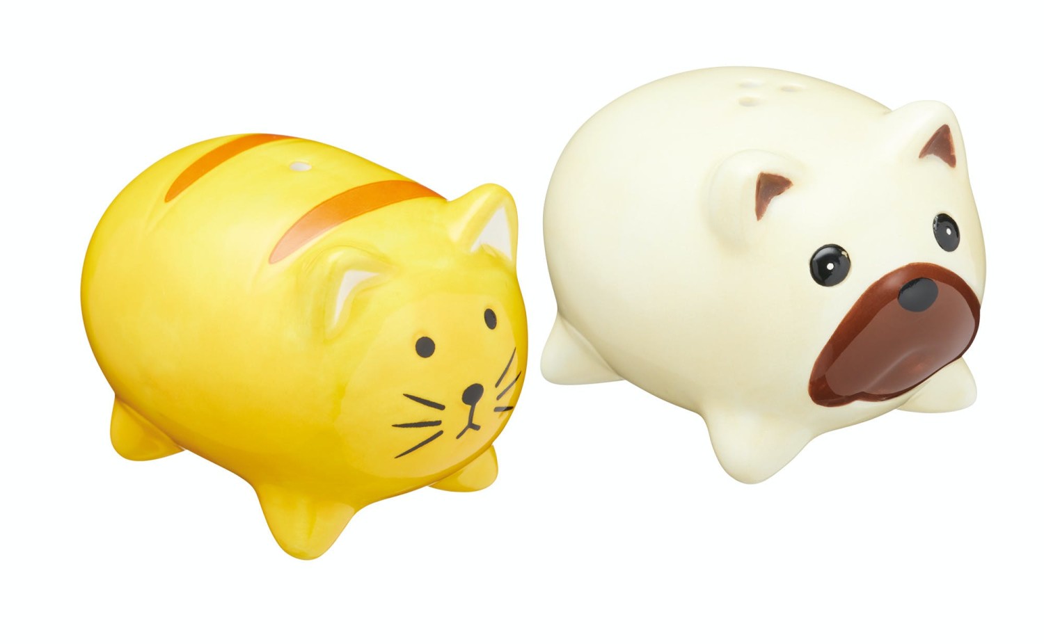 KitchenCraft Ceramic Dog and Cat-Shaped Novelty Salt and Pepper Shakers