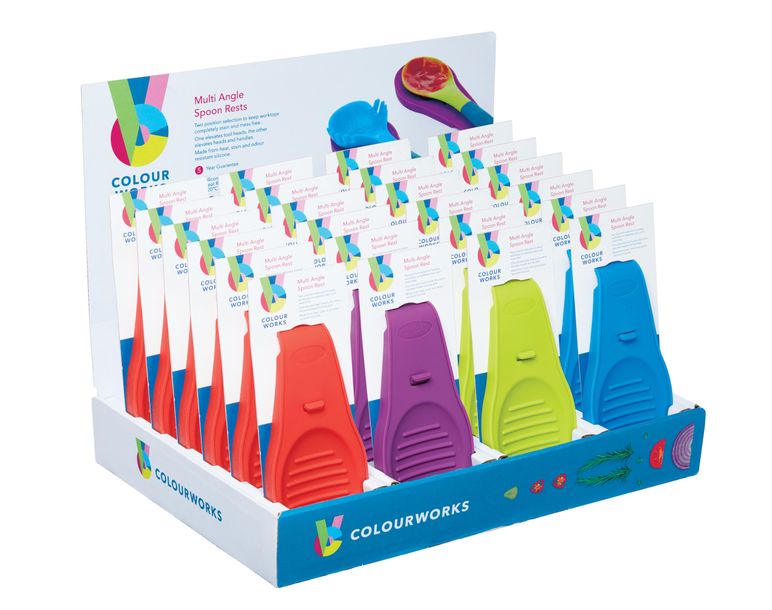 Colourworks Brights Display of 24 Multi Angle Spoon Rests