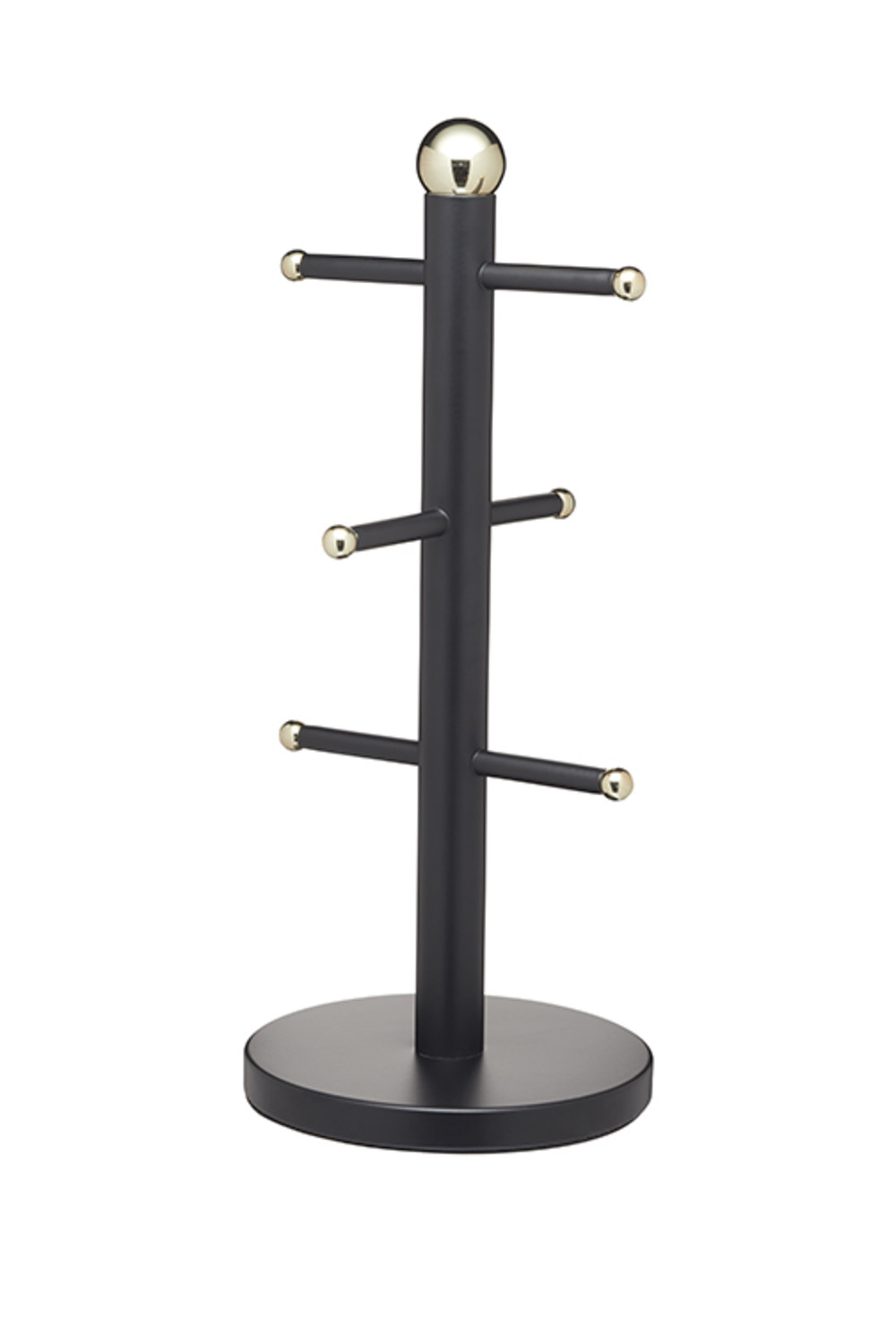 MasterClass Stainless Steel Matt Black and Brass Finish Mug Tree