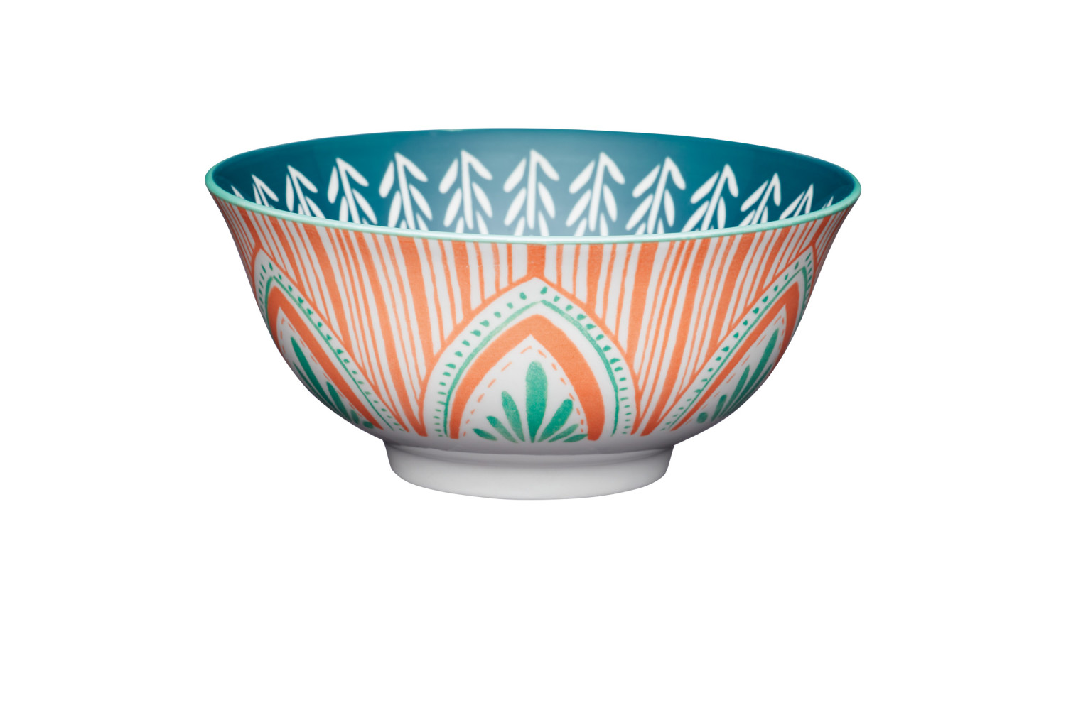 KitchenCraft Mixed Folk Pattern Ceramic Bowl, 16cm KitchenCraft Mixed Folk Pattern Ceramic Bowl, 16cm