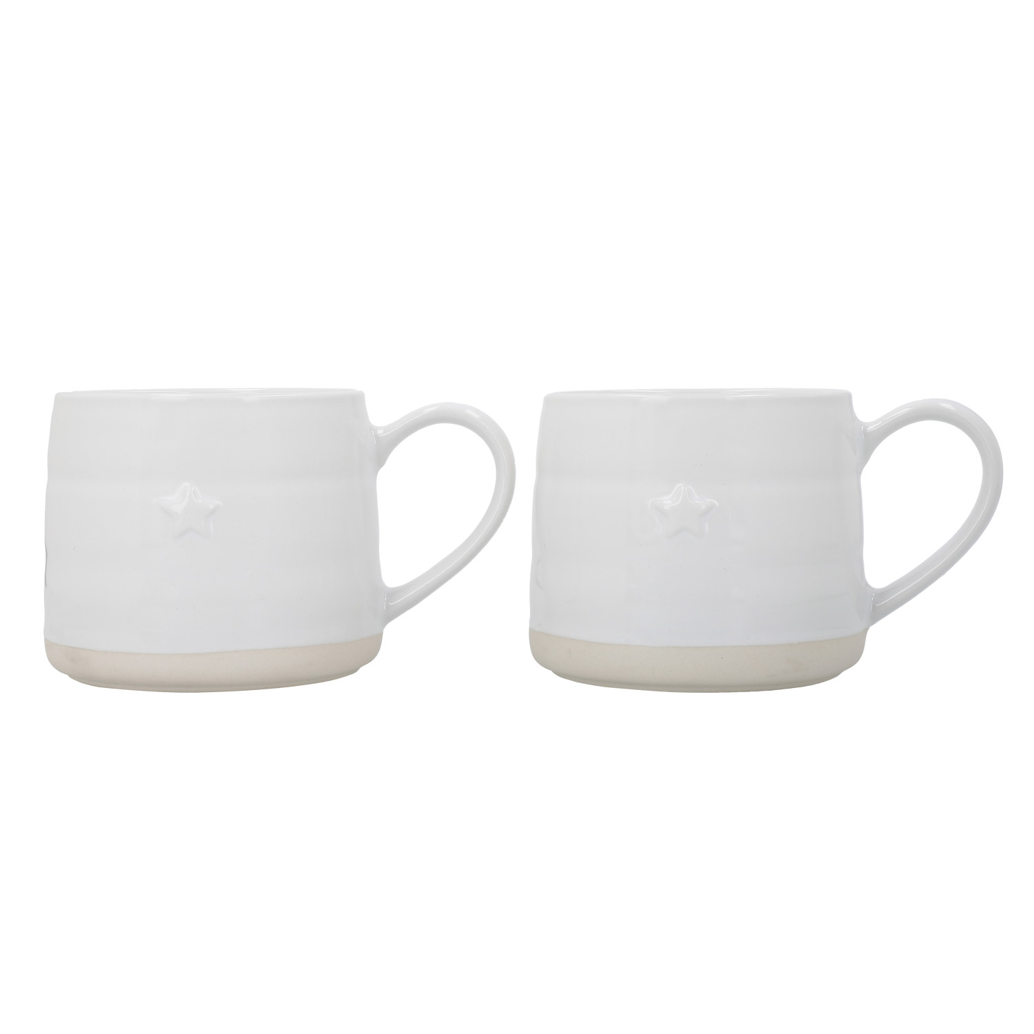 Mikasa Farmhouse Star Stoneware Mugs, Set of 2, 380ml, White