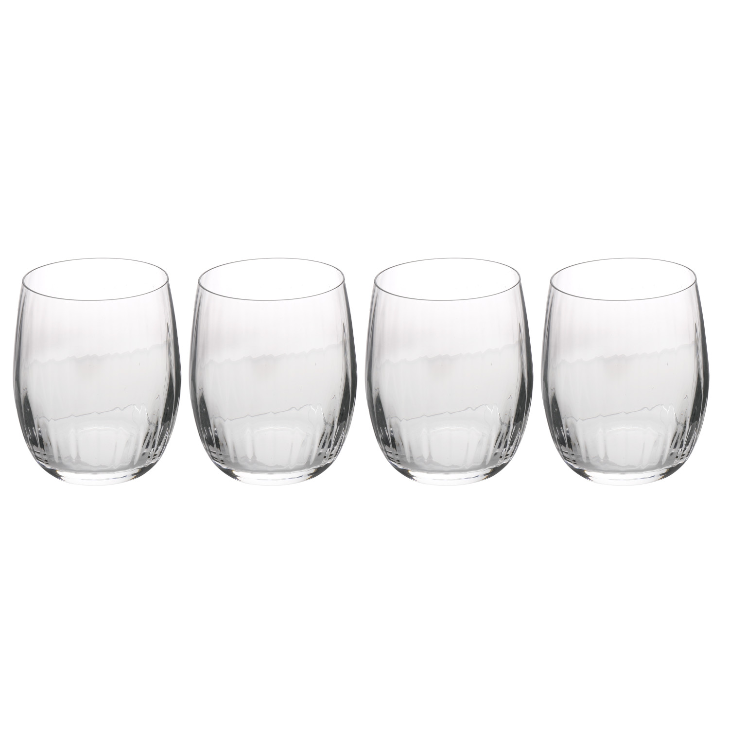 Mikasa Treviso Ridged Crystal Stemless Wine Glasses, Set of 4, 350ml Mikasa Treviso Ridged Crystal Stemless Wine Glasses, Set of 4, 350ml