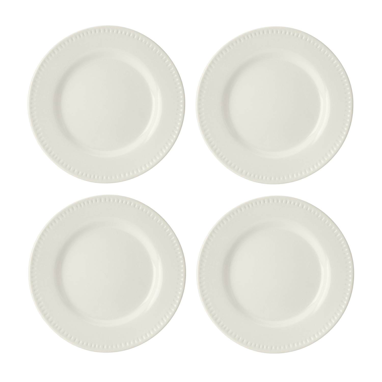 Mikasa Cranborne 4-Piece Stoneware Side Plate Set, 21cm, Cream Mikasa Cranborne 4-Piece Stoneware Side Plate Set, 21cm, Cream