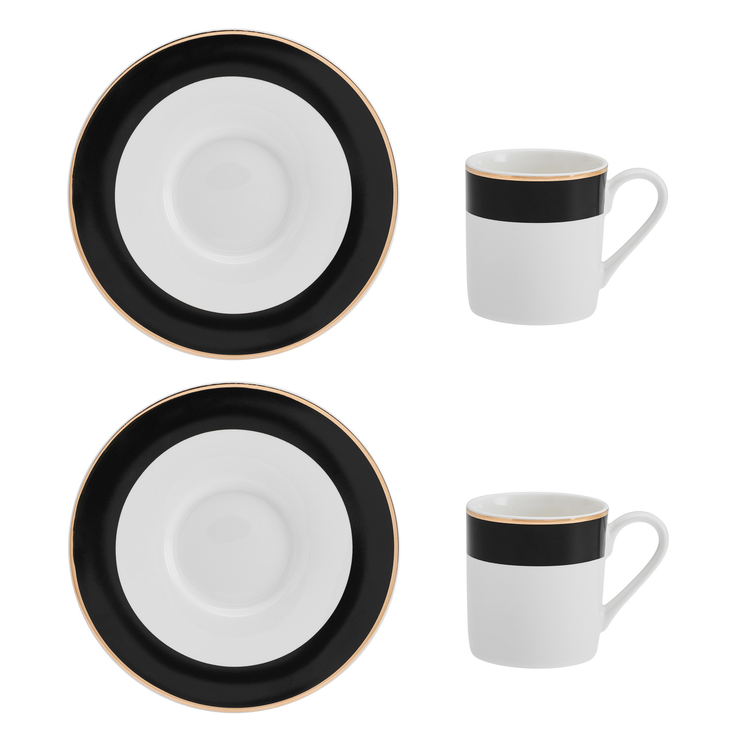 Mikasa Luxe Deco China Espresso Cups and Saucers with Block Stripe, Set of 2, 100ml Mikasa Luxe Deco China Espresso Cups and Saucers with Block Stripe, Set of 2, 100ml