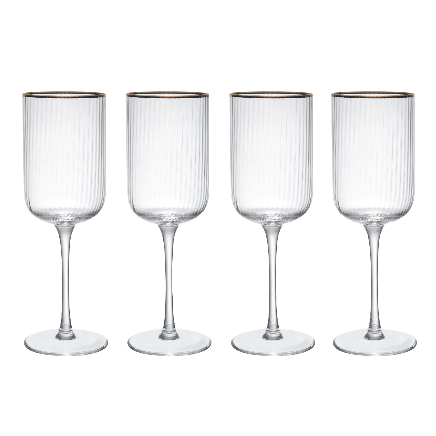 Mikasa Sorrento Ridged Crystal Red Wine Glasses, Set of 4, 450ml
