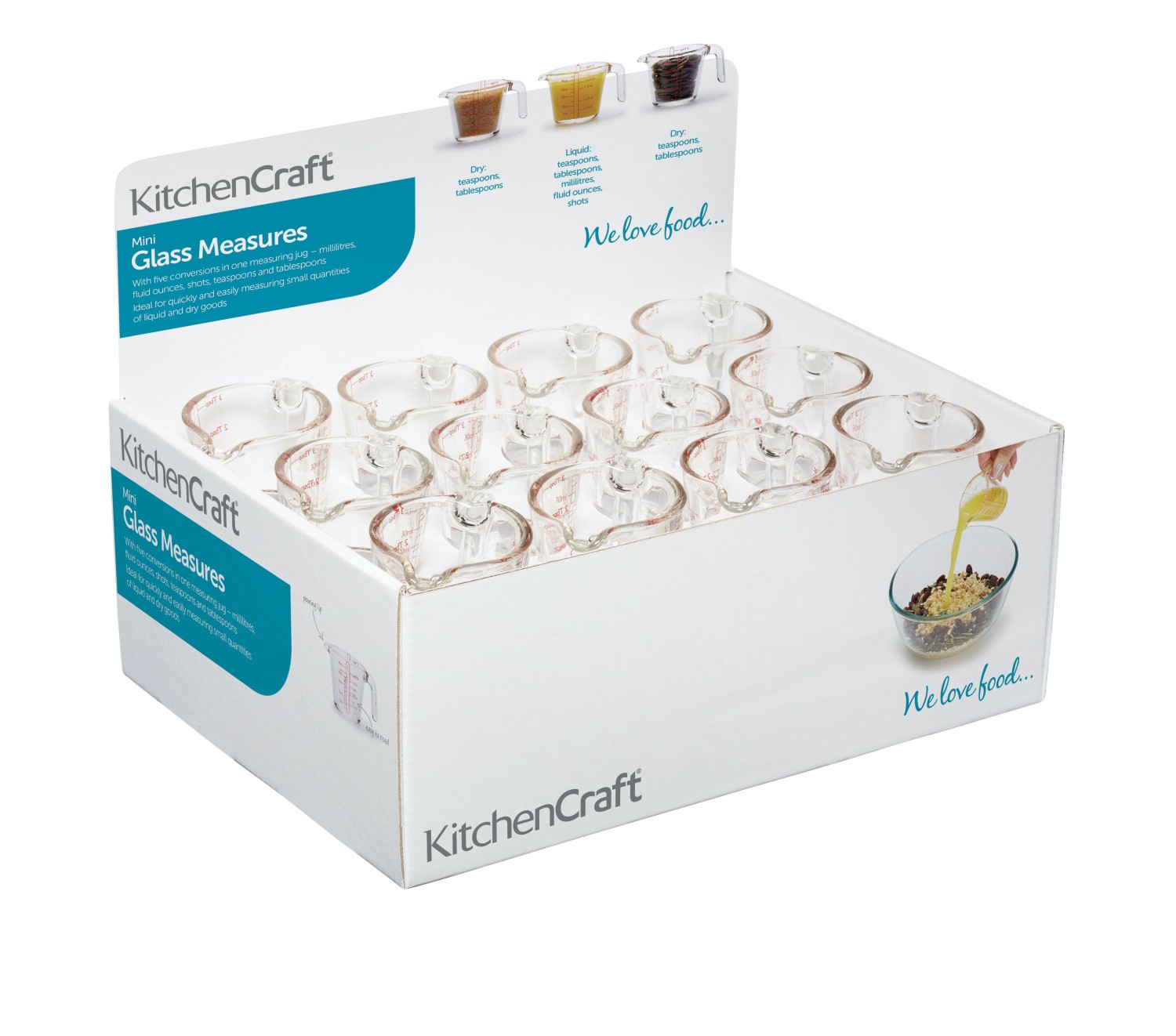 KitchenCraft Display of 24 Mini Glass Measures KitchenCraft Display of 24 Mini Glass Measures