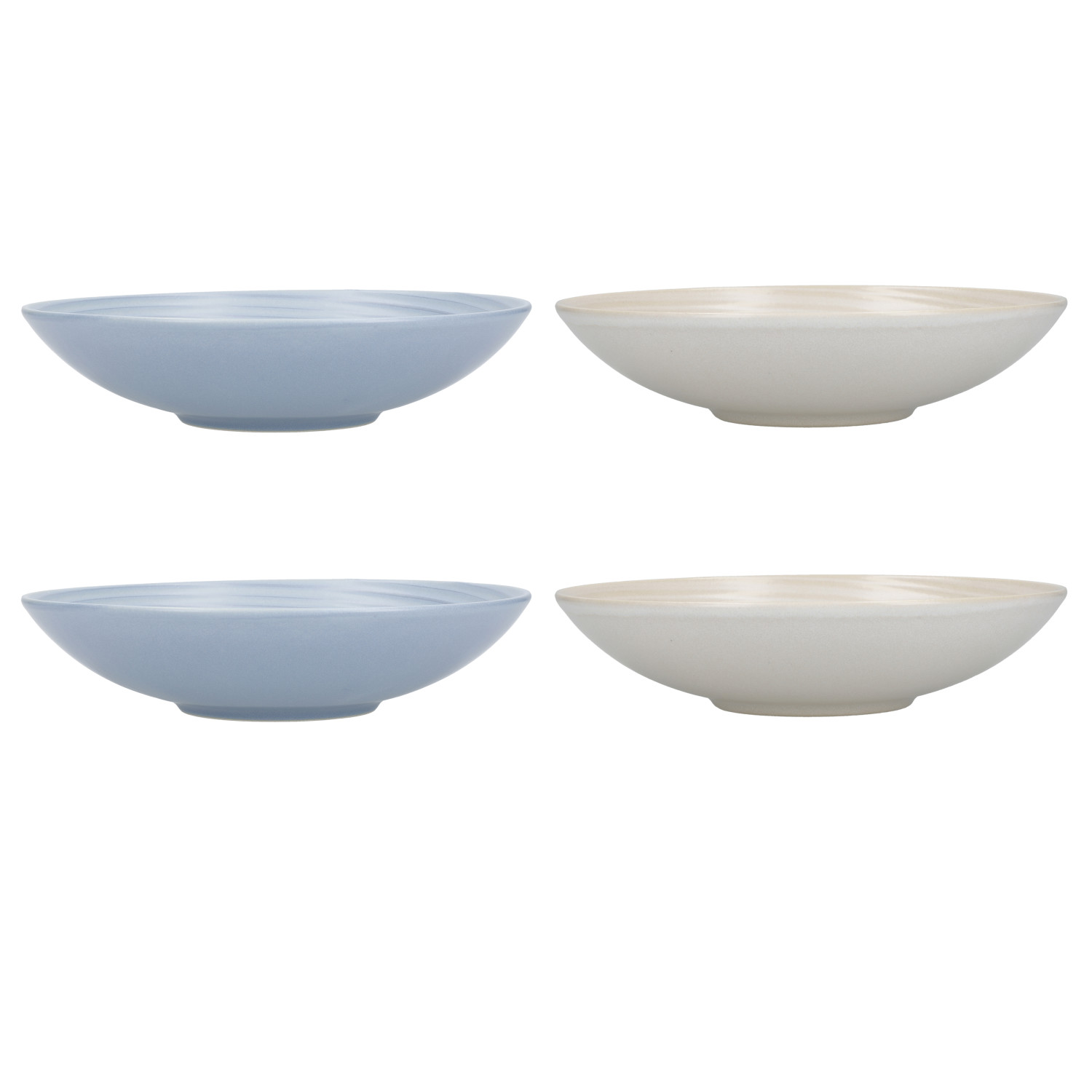 KitchenCraft Pasta Bowls Set of 4 in Gift Box, Lead-Free Glazed Stoneware, Blue / Cream, 22cm KitchenCraft Pasta Bowls Set of 4 in Gift Box, Lead-Free Glazed Stoneware, Blue / Cream, 22cm