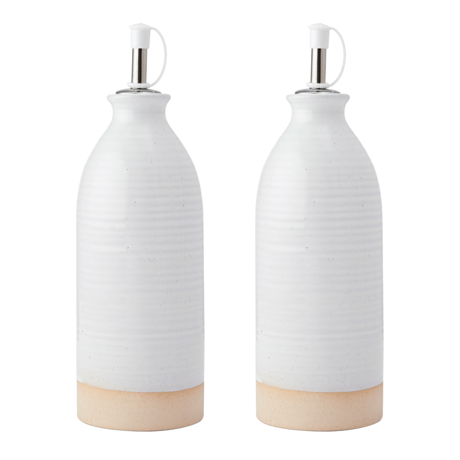 KitchenCraft Idilica Oil and Vinegar Bottles, Set of 2, Cream, 450ml KitchenCraft Idilica Oil and Vinegar Bottles, Set of 2, Cream, 450ml