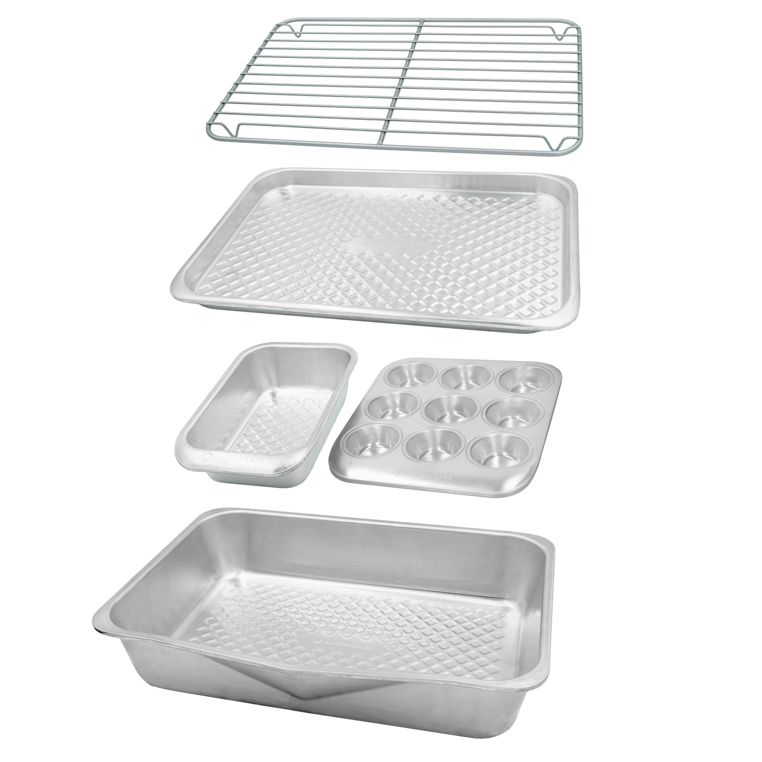 MasterClass Recycled Aluminium 5pc Stacking Baking Set MasterClass Recycled Aluminium 5pc Stacking Baking Set