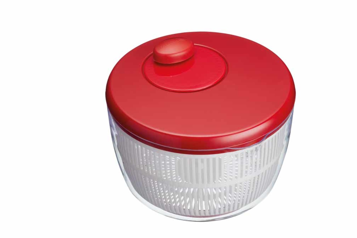 Farberware Fresh Divided Salad Spinner / Salad Bowl with Lid, Plastic, 24.5 cm (9.5") - Red