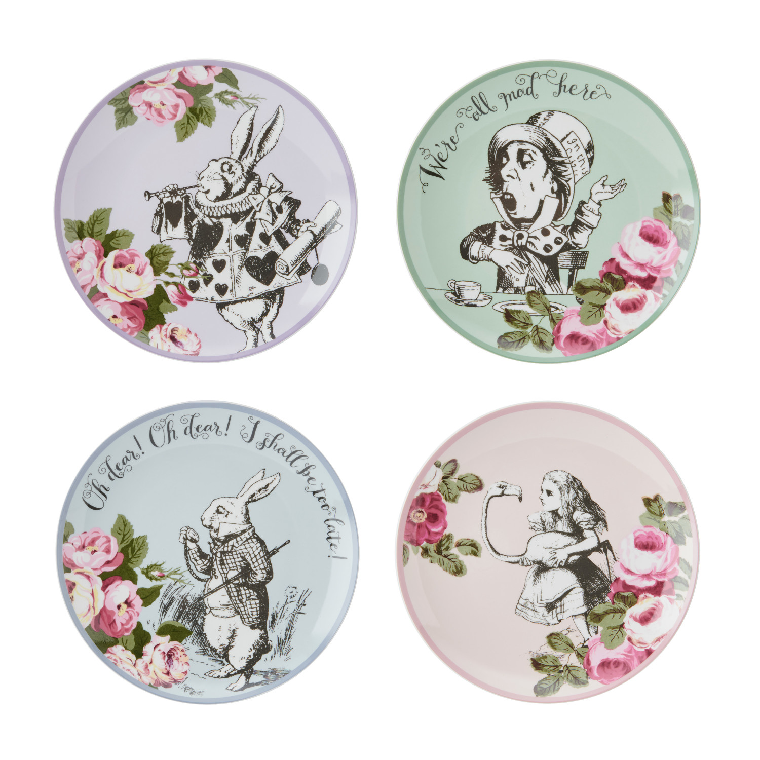 Mikasa and the V&A Alice In Wonderland Bone China Side Plates, Set of 4, 21cm Mikasa and the V&A Alice In Wonderland Bone China Side Plates, Set of 4, 21cm