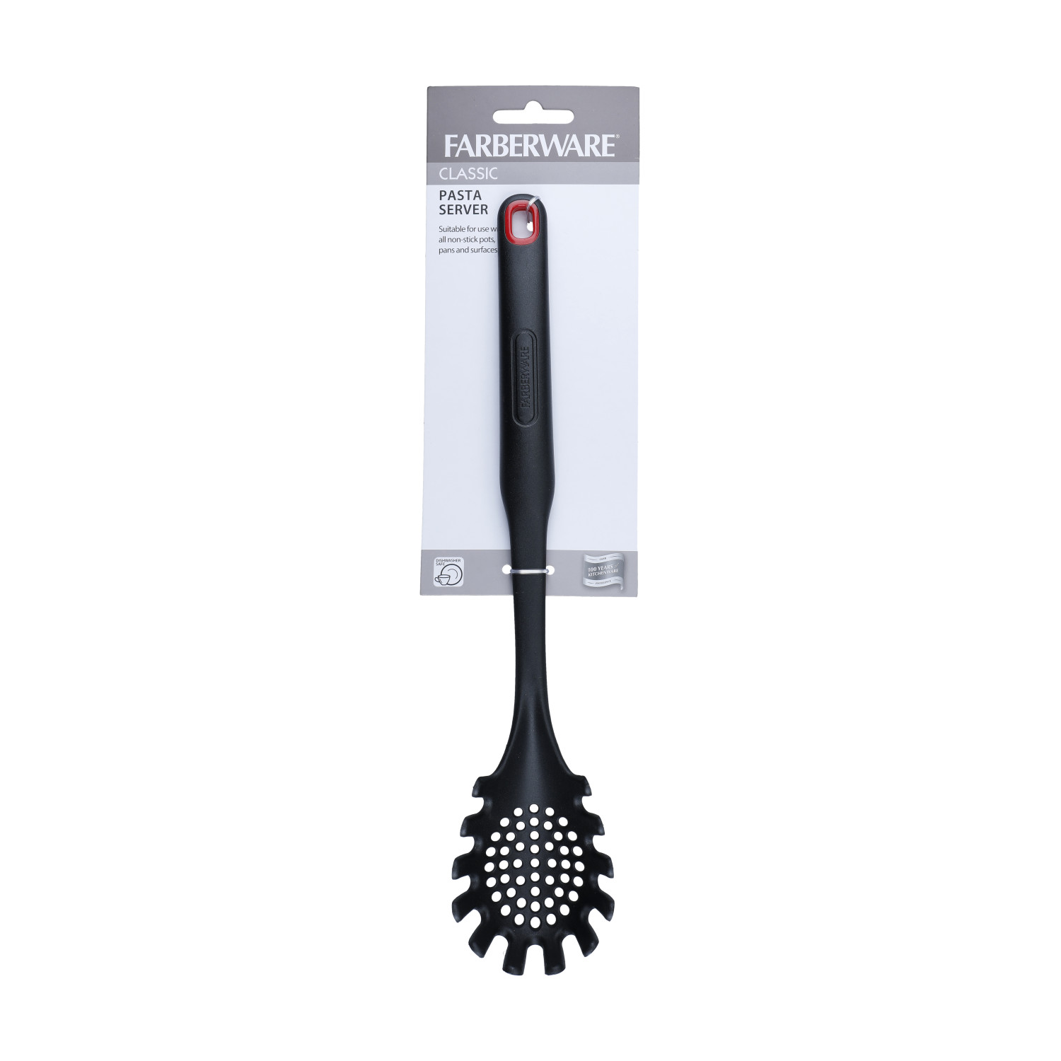 Farberware Nonstick-Safe Spaghetti Spoon / Pasta Server, Plastic, 34 cm (13.5") - Black