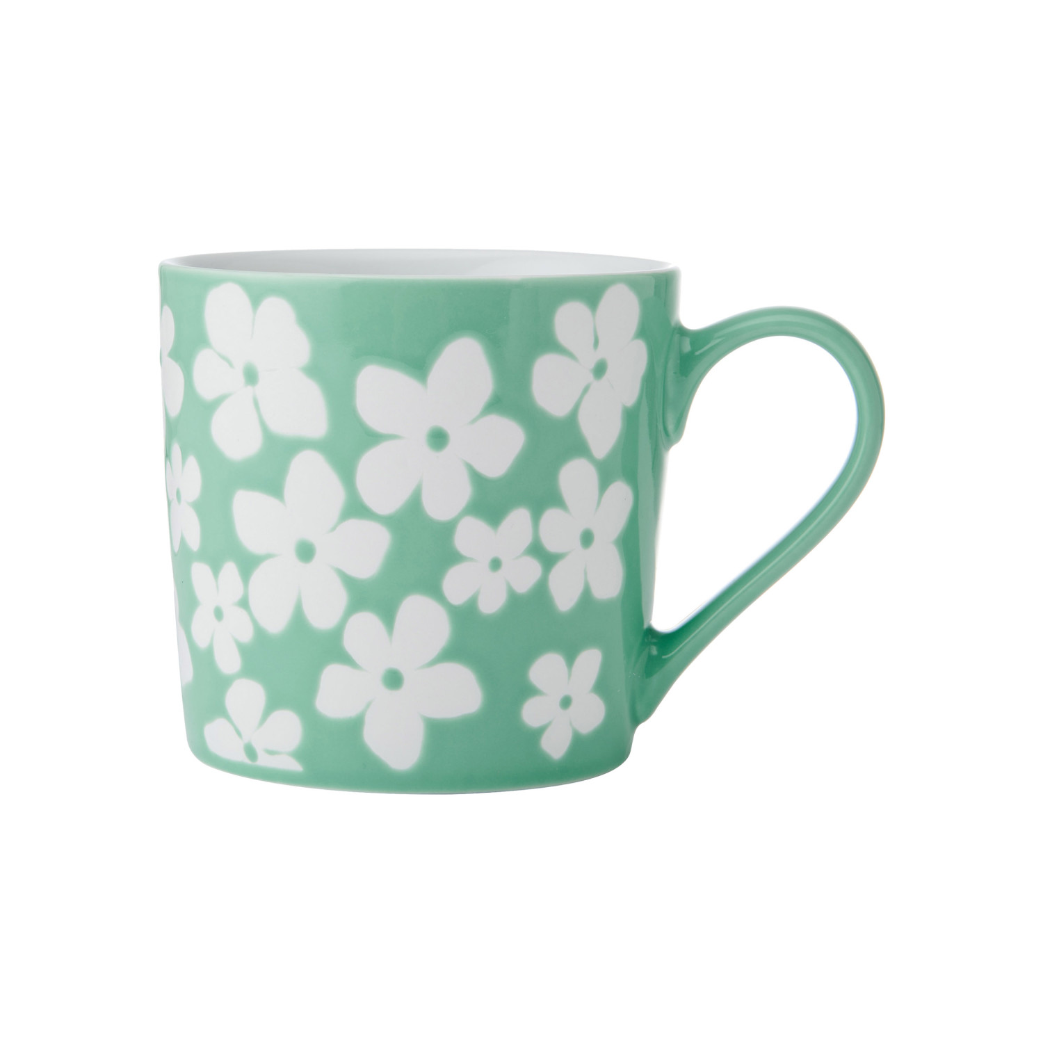 Mikasa Wax Resist Green Flower Mug, 360ML