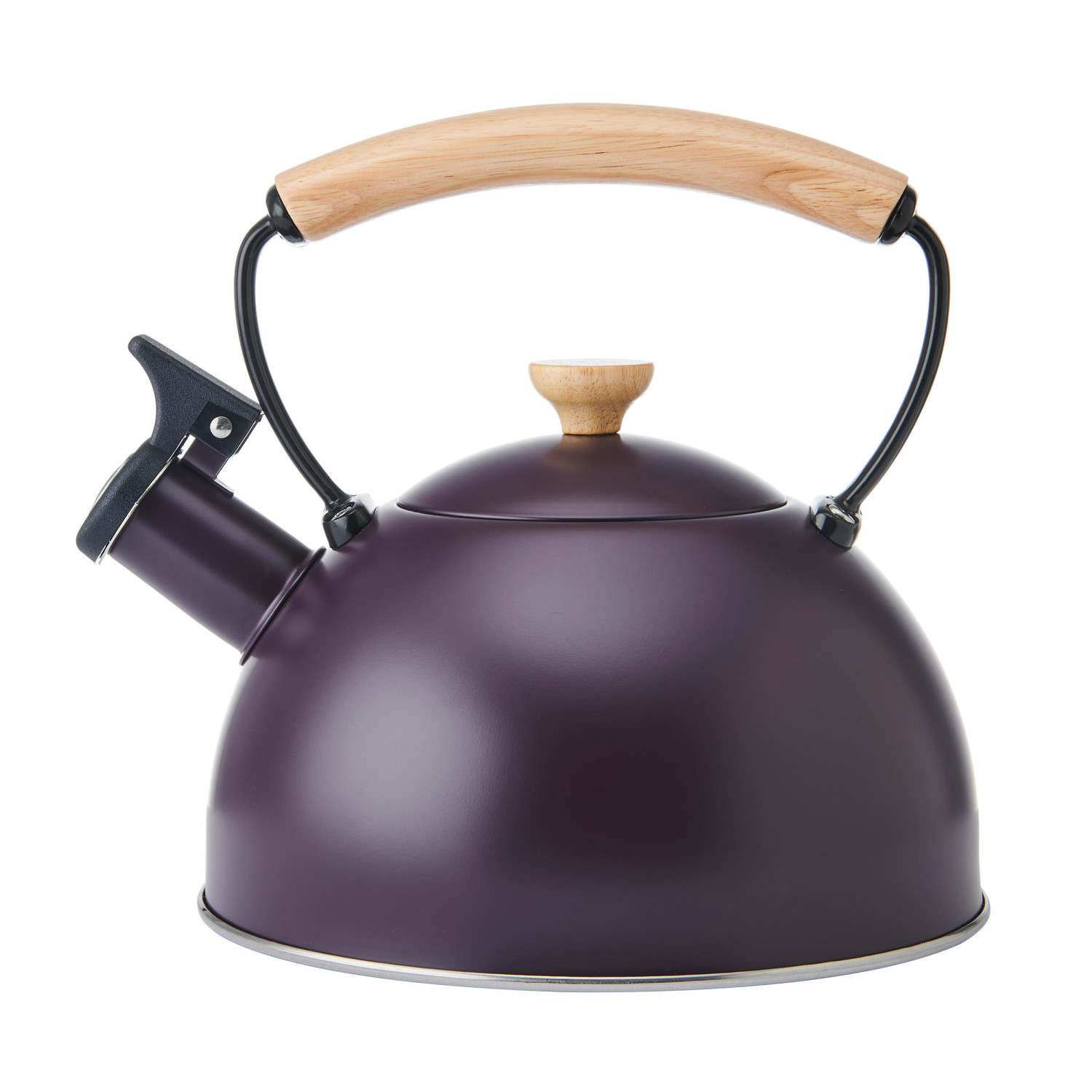 La Cafetiere Whistling Kettle In Modern Purple Colour With Heat Resistant Wooden Handle, 1.6L La Cafetiere Whistling Kettle In Modern Purple Colour With Heat Resistant Wooden Handle, 1.6L