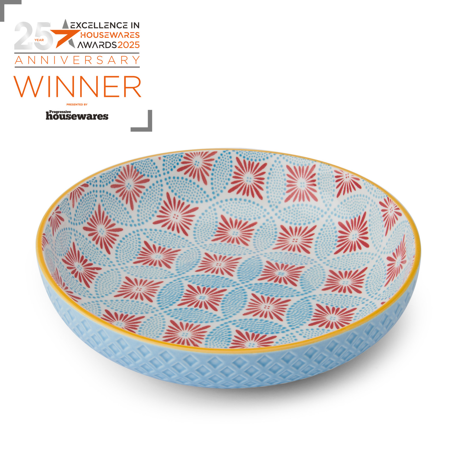 Mikasa Blue Mosaic Stoneware Bowl, 900ml, 21 x 5cm