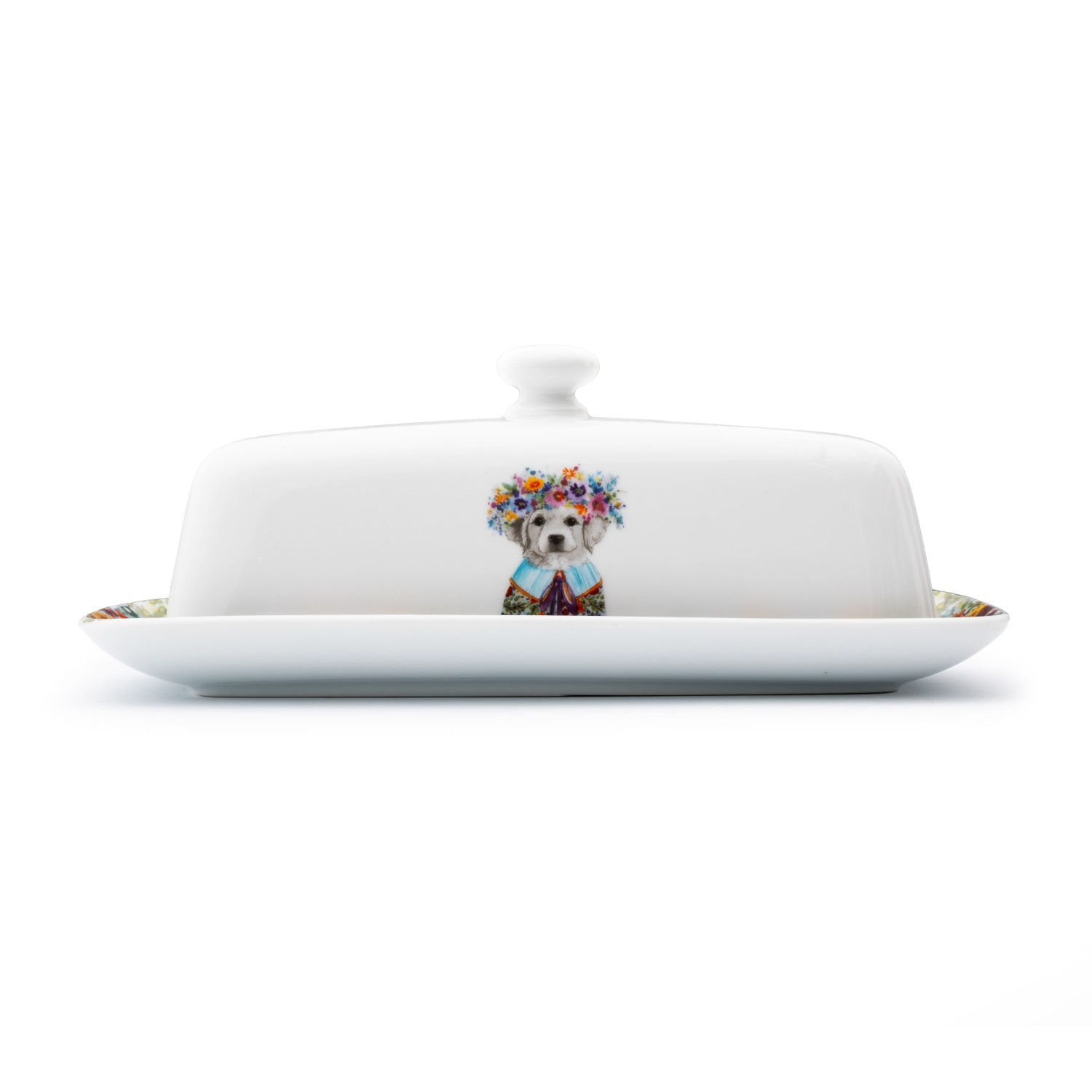 Mikasa Tipperleyhill Porcelain Puppy Butter Dish, 200g Mikasa Tipperleyhill Porcelain Puppy Butter Dish, 200g
