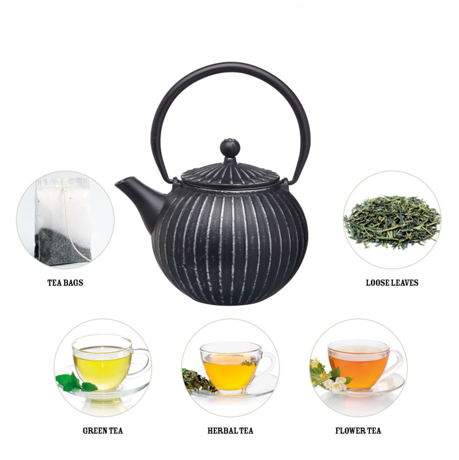 La Cafetière Cast Iron Teapot with Infuser, 500ml, Black