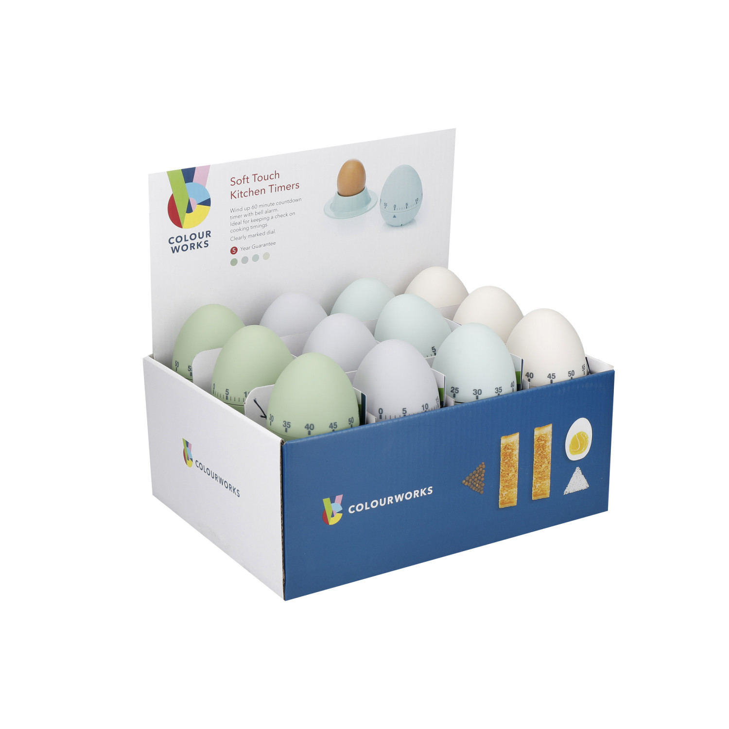 Colourworks Classics Soft Touch Egg Timers - Display of 24 Colourworks Classics Soft Touch Egg Timers - Display of 24