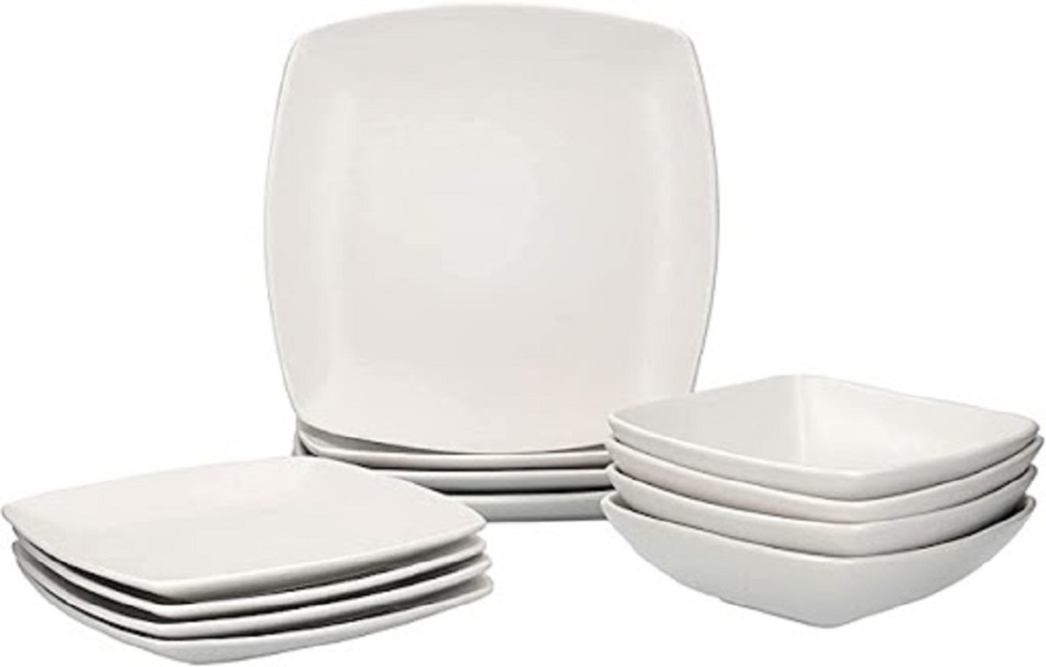 Creative Tops Raven White 12 Piece Dinner Set, Square, Ceramic, Service for 4