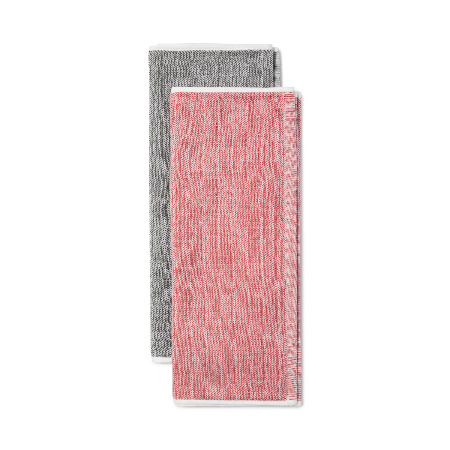 KitchenAid Set of 2 Tea Towel, Empire Red and Charcoal Grey