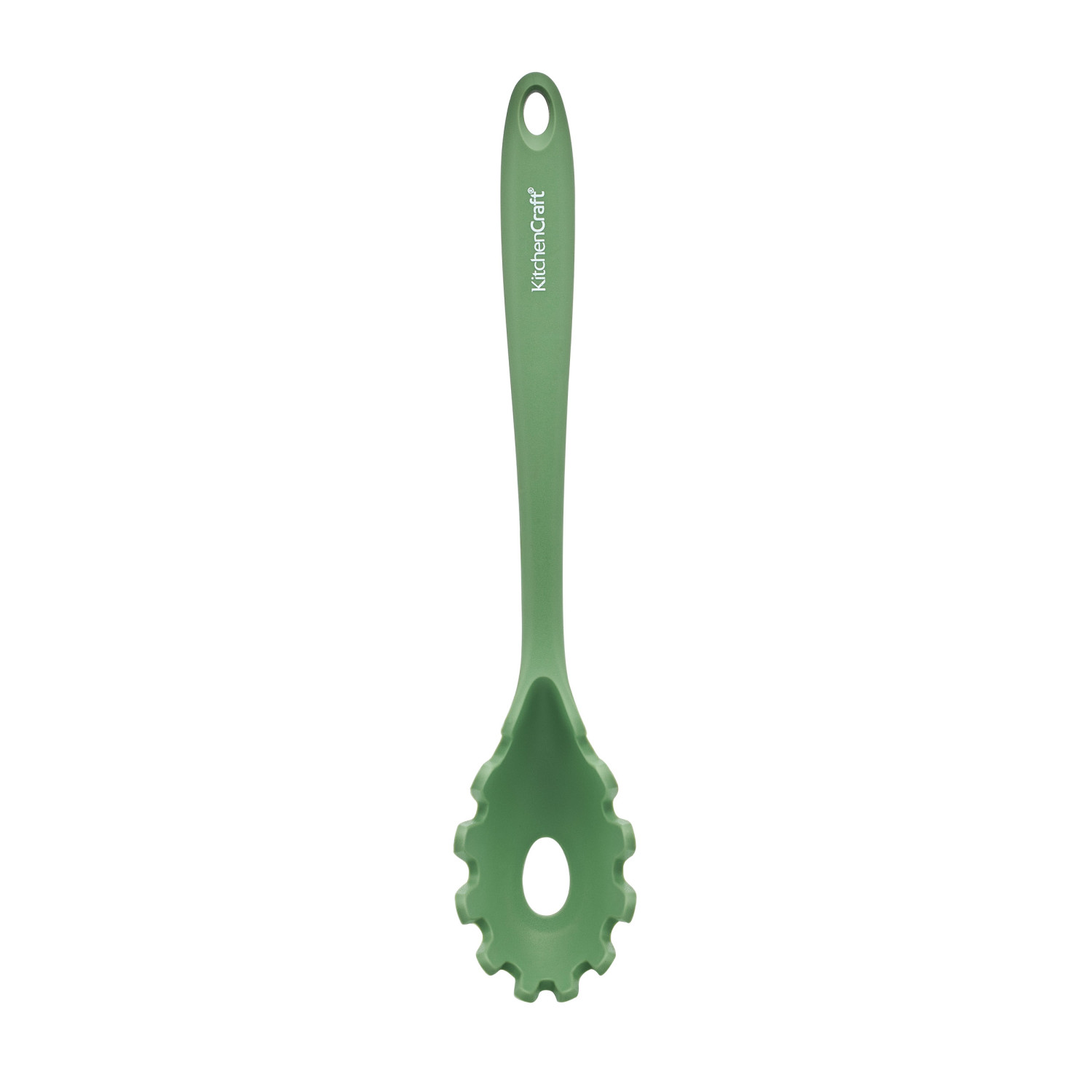 KitchenCraft Silicone Spaghetti Server, Non-Stick Safe and Heat-Resistant, Green, 29cm