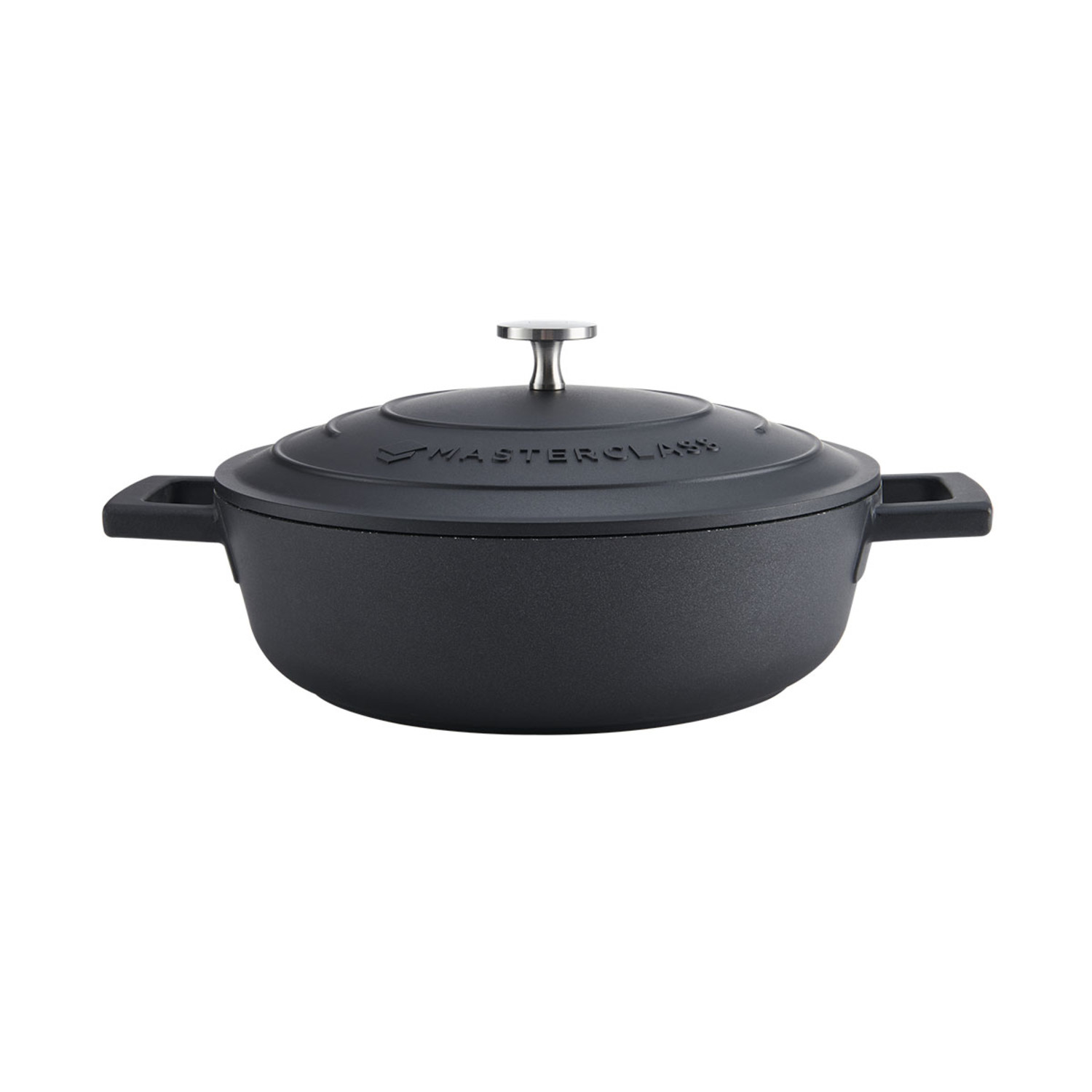 MasterClass Cast Aluminium Shallow Casserole Dish, 2.5L, Black