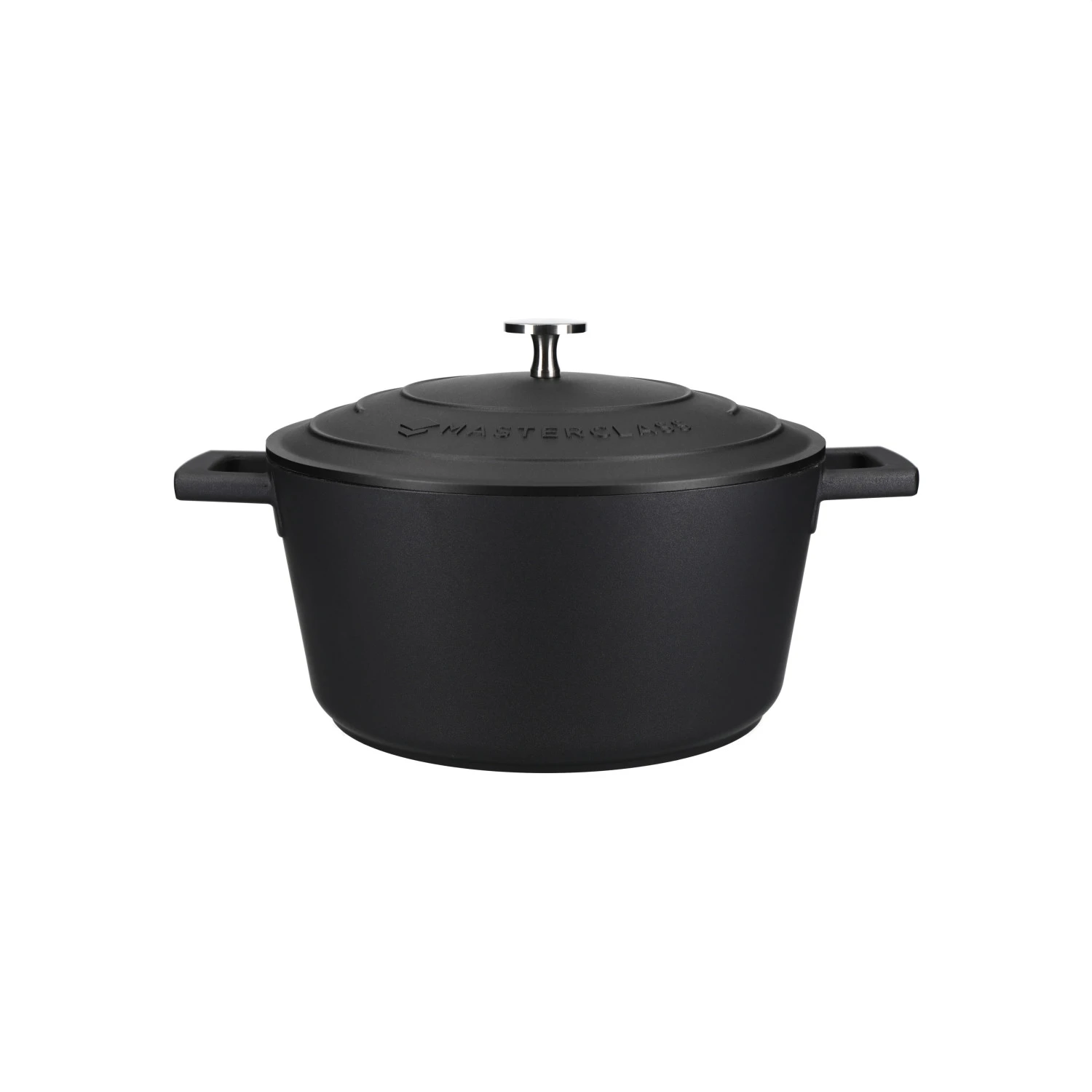 MasterClass 4L Large Cast Aluminium Casserole Dish with Lid, Black, 24cm