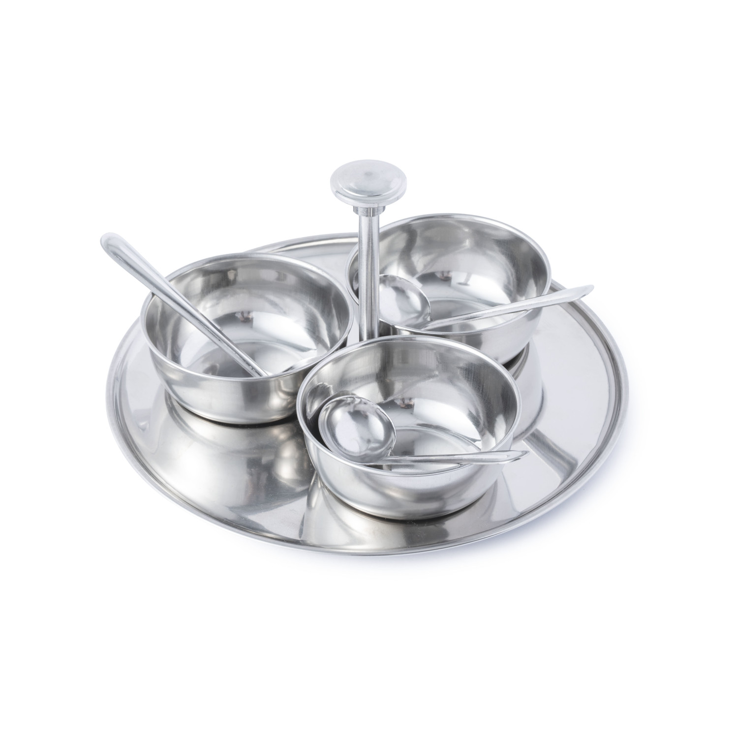 KitchenCraft World of Flavours 3pc Condiment Serving Set, Silver, Stainless Steel
