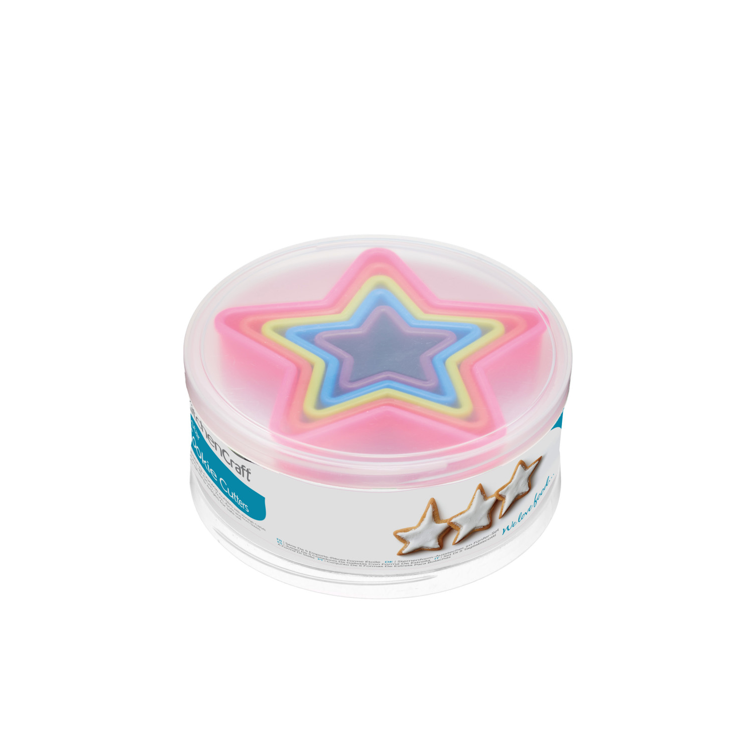 KitchenCraft 5pc Star Cookie Cutter Set with 5 Sizes and Storage Case