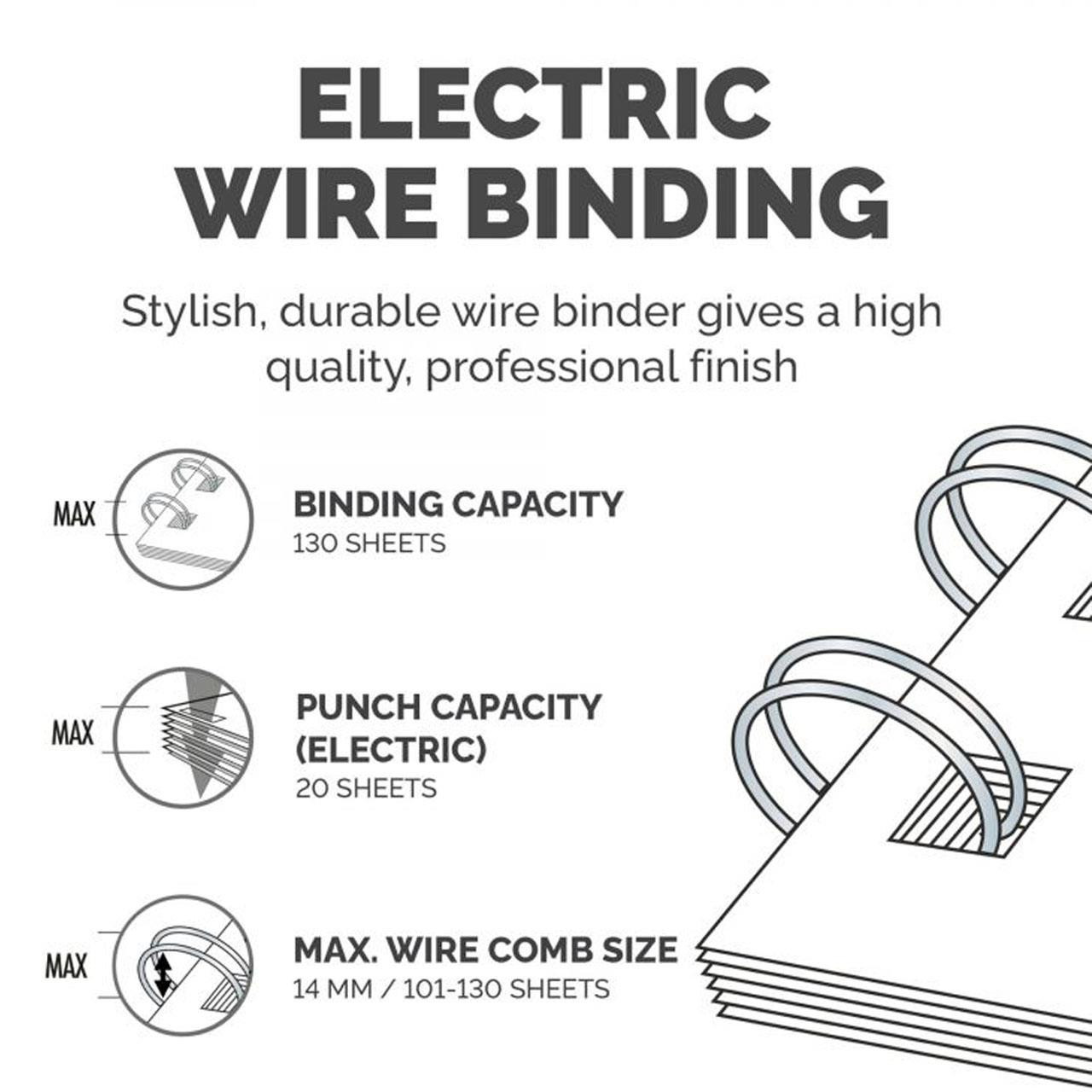 Fellowes Galaxy E Electric Wire Binding Machine 20 Sheet Punch - 130 Sheet Binder