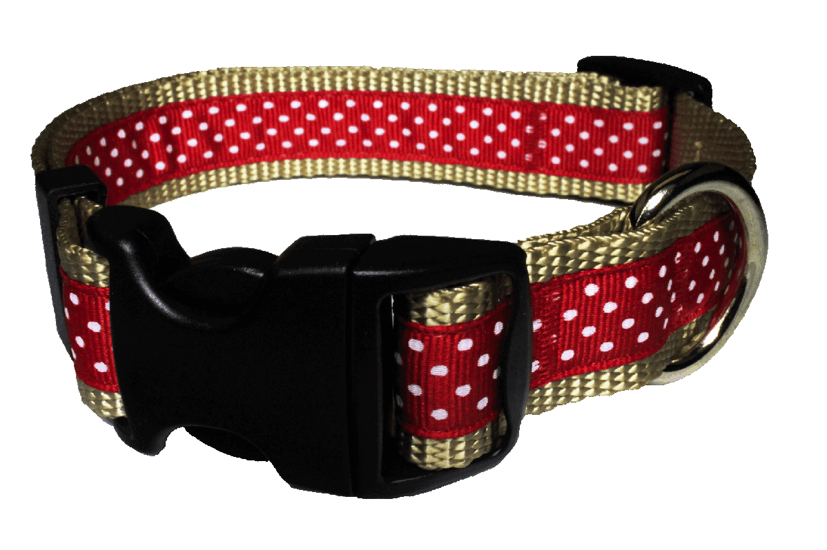 Pembroke Polka Dot Dog Collar-Red/Tan