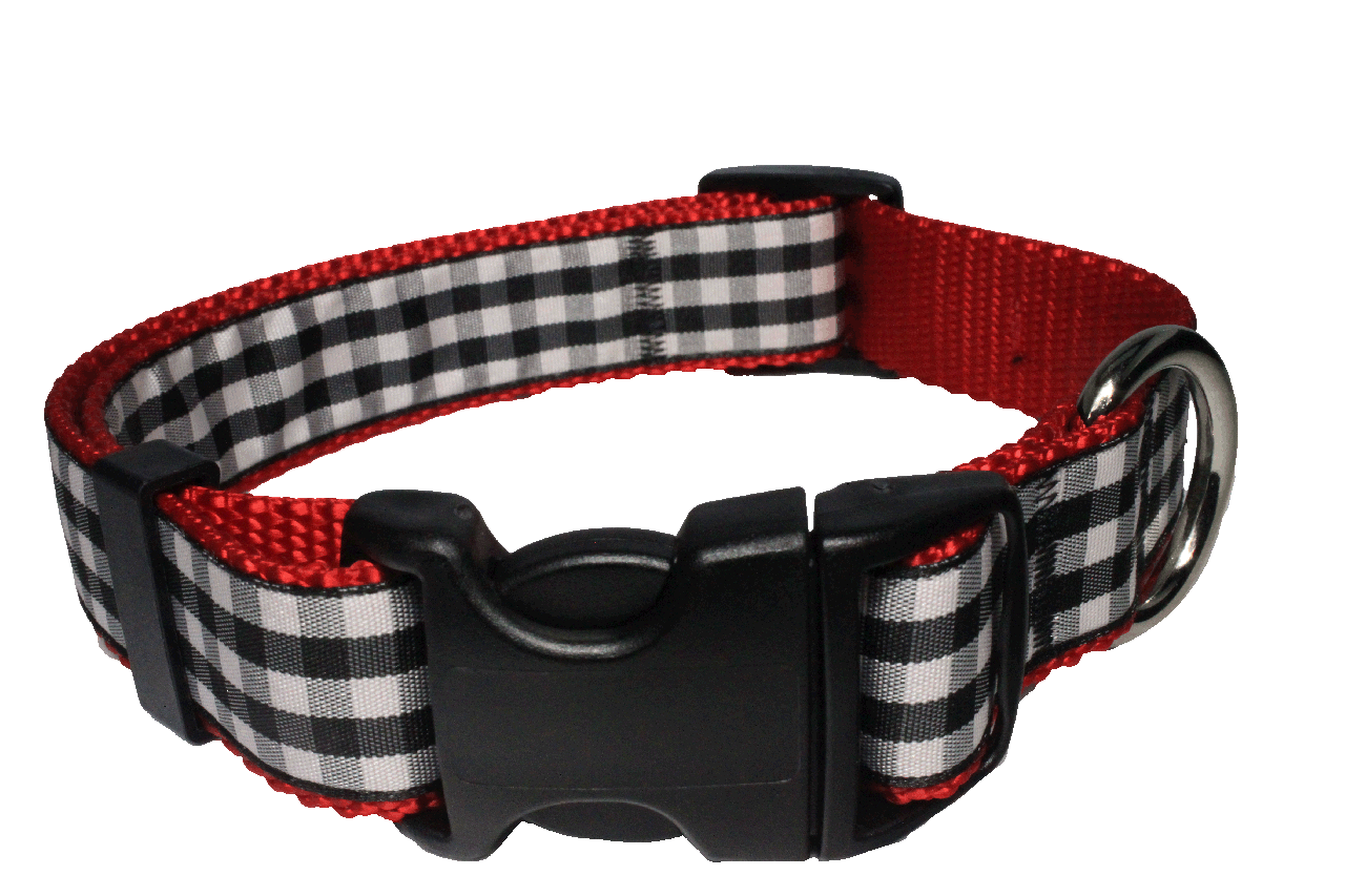Plaid Christmas Dog Collar, Gray, Navy & Red Dog Collar, Boy Dog