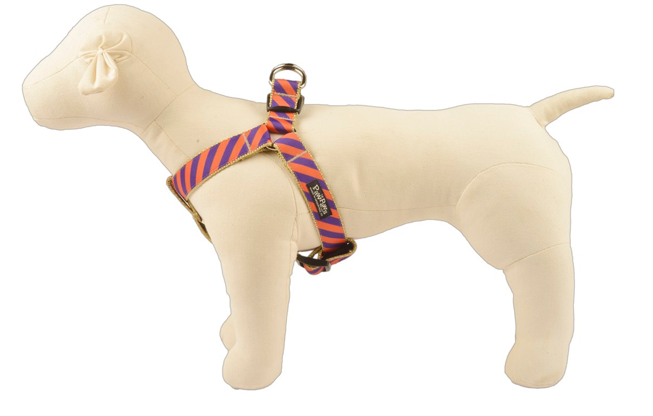 Clemson Tiger Prep Stripe Dog Harness by Paw Paws USA