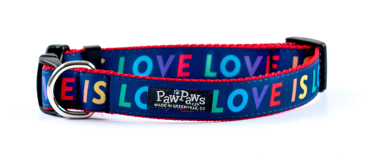 Acercarse Torbellino Miau miau Blue Pride Dog Collar- Love is Love By Paw Paws USA