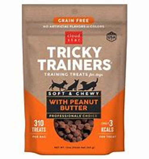 CLOUD STAR TRICKY TRAINER TREAT CHEWY GF PB 12 OZ
Grain-free, all-natural treats are perfect for rewarding all dogs from puppy to senior.
Made with a soft texture that is easy to chew and won’t dry out or crumble.
Less than 3 calories per treat and low in fat, with a tasty and digestible recipe.
Home-style recipes are simply prepared with nutritious and delicious ingredients.
Made in the USA by the family-owned company with no corn, wheat or soy or artificial colors or flavors.
 
Ingredients
Peas, Peanut Butter, Vegetable Glycerin, Potato Flour, Chickpeas, Flaxseed Meal, Cane Sugar, Dried Egg, Dried Cultured Skim Milk, Natural Chicken Flavor, Tapioca Starch, Sweet Potato, Calcium Lactate, Salt, Phosphoric Acid, Lactic Acid, Cane Molasses, Mixed Tocopherols (Preservative), Ascorbic Acid (Preservative), Rosemary Extract.