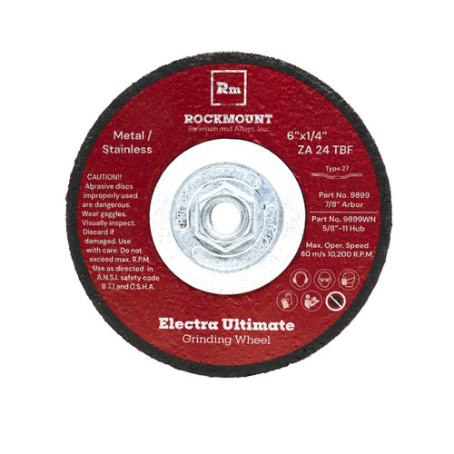 Electra Ultimate Grinding Wheel 6" 5/8-11 Threaded Arbor Front