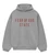 Grey hoodie with relaxed fit, adjustable hood, and front kangaroo pocket, front view