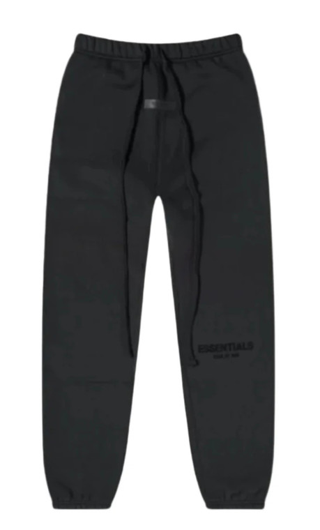 Cuffed black sweatpants with relaxed oversized fit and elastic waistband, front view