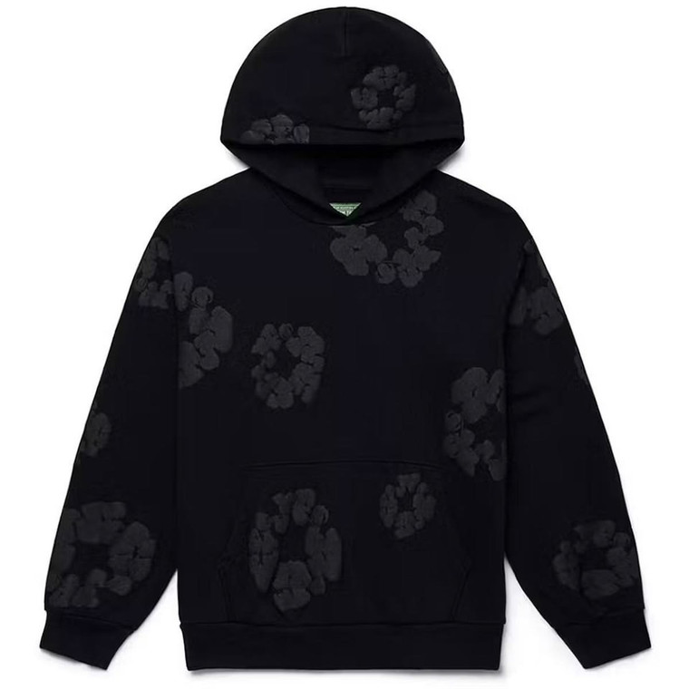 Denim Tear Hoodie Black - Black