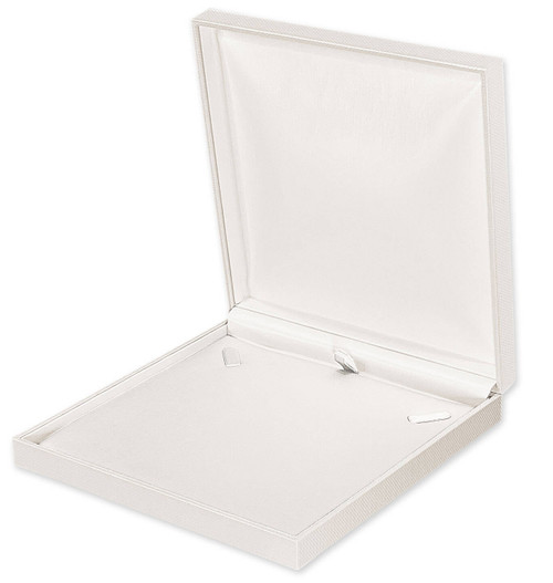 Pearl off-white textured large necklace jewelry box with matching pearl off-white interior