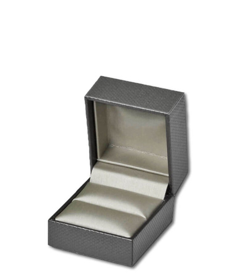 dark grey small single ring jewelry gift and presentation box with champagne interior