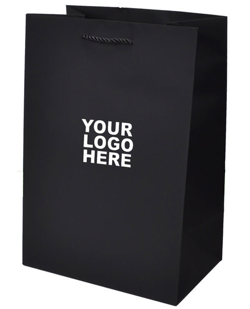 Large Matte black shopping bag with twisted black rope handles