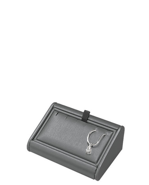 Dark grey palladium linea leatherette 3 pendant double viewing angle curved edge display tray