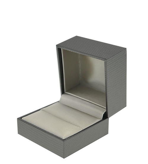 Dark grey textured jewelry box with champagne colored interior