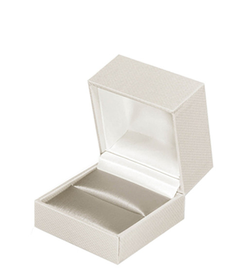 Pearl off-white textured single ring jewelry box with champagne interior