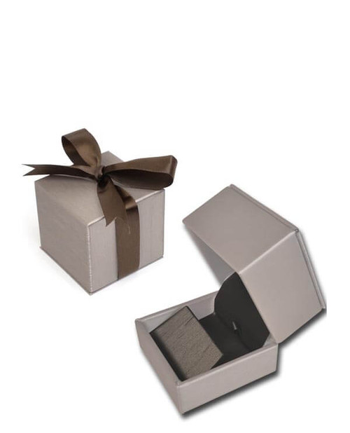 Champagne leatherette small earring or pendant jewelry gift and presentation box with 2 PC packer box with olive brown ribbon